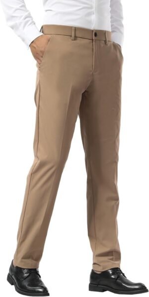 Men's Slim Fit Dress Pants Stretch Khaki Pants Wrinkle Free
