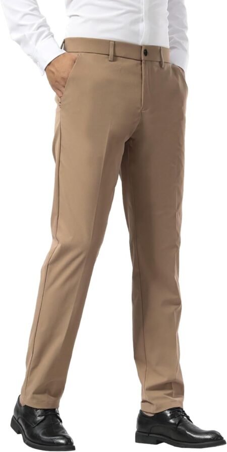 Men's Slim Fit Dress Pants Stretch Khaki Pants Wrinkle Free