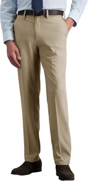 Men's Slim Fit Dress Pants Expandable Waist Flat Front Wrinkle Free Trousers for Business Casual Office Wedding
