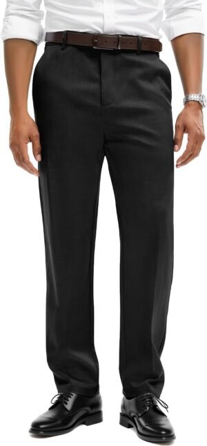Mens Classic Fit Dress Pants Wrinkle Resistant Slacks for Work Golf Business Casual