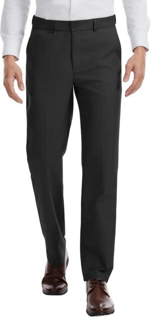 Men's Tall Classic Fit Dress Pants Expandable Waist Flex Flat Front Formal Pants