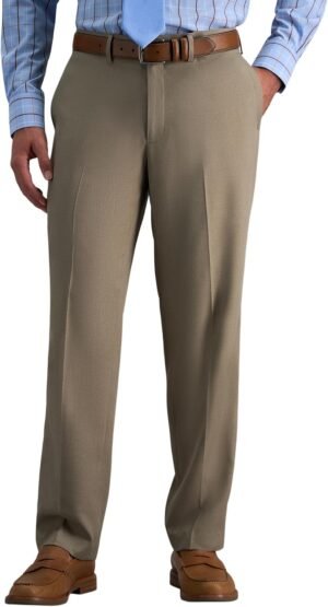 Mens Premium Comfort Dress Pant Straight Fit Flat Front
