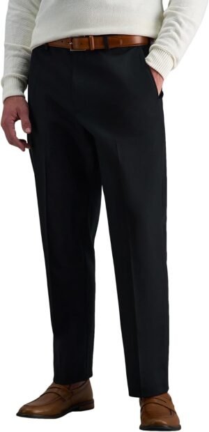 Men's Premium No Iron Khaki Classic Fit Flat Front Casual Pant