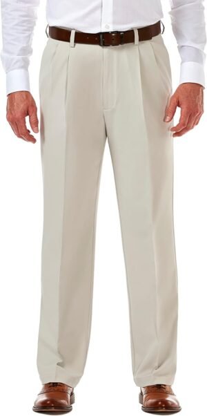 Men's Classic Fit Pleat Front Hidden Expandable Waist Pant