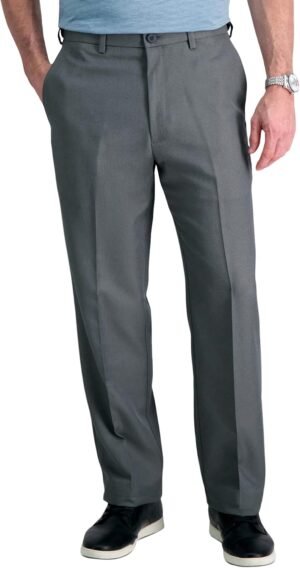 Men's Classic Fit Flat Front Hidden Expandable Waistband Casual Pant