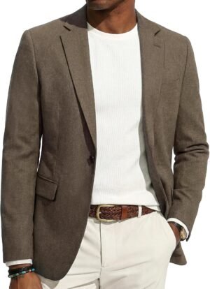 Mens Casual Blazer One Button Sport Coats Lightweight Business Suit Jacket