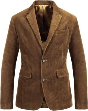 Men's Vintage Casual Work Wear Corduroy Suit Blazer Jacket Sport Coat