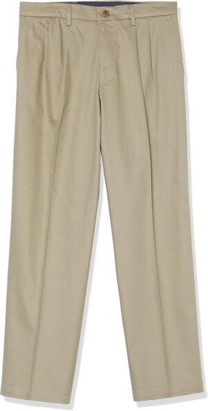 Men's Classic Fit Cotton Stretch Pants Pleated