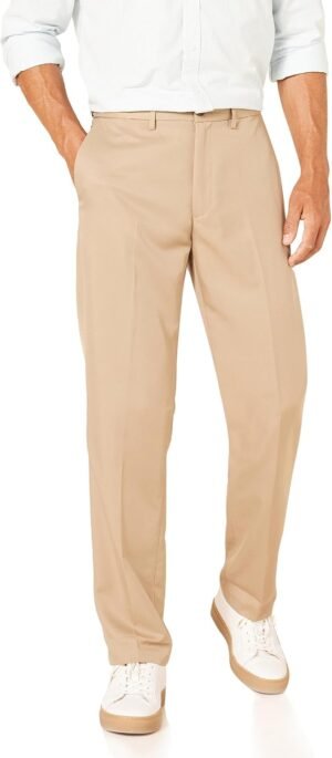 Men's Classic Fit Expandable Waist Flat Front Dress Pant