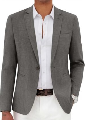 Men's Casual Blazer Slim Fit Lightweight Sport Coat One Button Suit Jacket