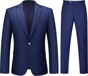 Mens Suit 2 Piece Suits for Men One Button Slim Fit Solid Jacket and Pants Tuxedo Set Business Wedding Party