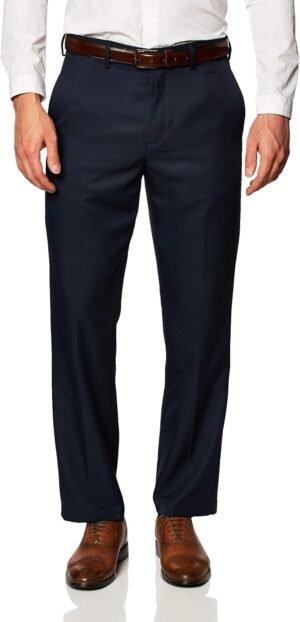 Men's Classic Fit Expandable Waist Flat Front Dress Pant