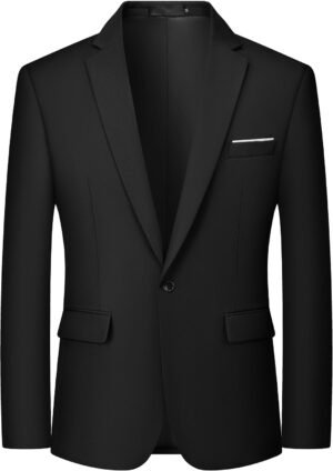 Men's One Button Blazer Casual Solid Color Suit Jacket Slim Fit Lightweight Sport Coats Blazers