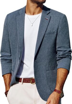 Mens Blazer Casual Sport Coats Lightweight One Button Suit Jacket for Summer